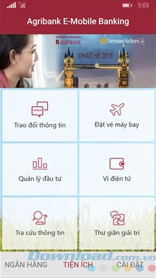Tiện ích trong ứng dụng Agribank E-Mobile Banking