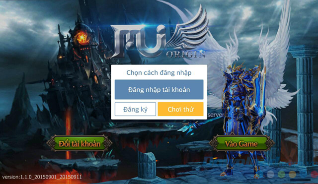 Giao diện đăng nhập game MU Origin-VN