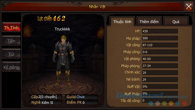 Thuộc tính nhân vật trong game MU Origin-VN