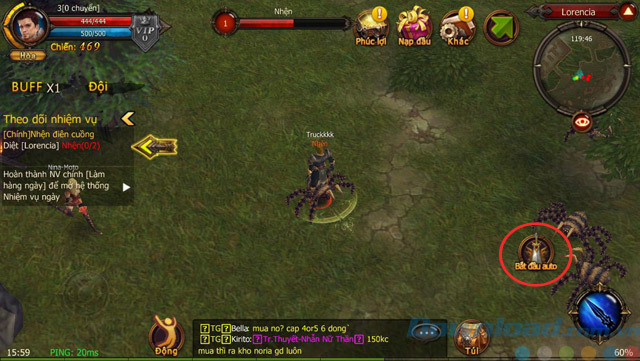 Tính năng auto trong game MU Origin-VN