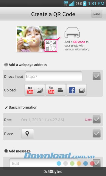 Tính năng quét mã QR của LG Pocket Photo
