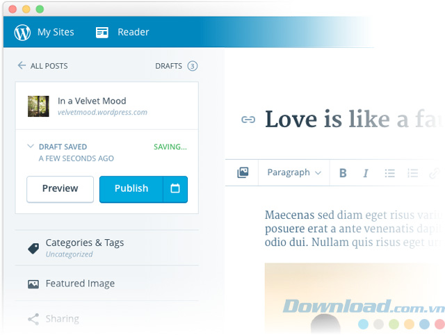 Giao diện mới của WordPress cho Mac Giao diện mới của WordPress cho Mac