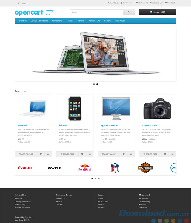 Demo website OpenCart
