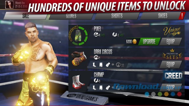 Hệ thống trang bị cho nhân vật trong game Real Boxing 2 CREED