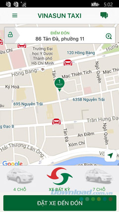 Đặt xe đến đón