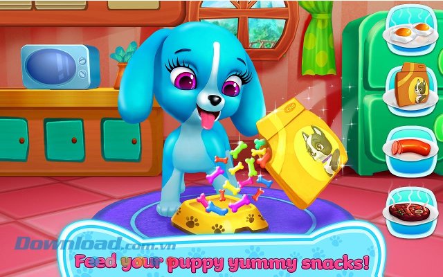 Thức ăn của cún trong game Puppy Love