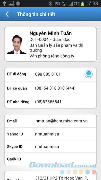 Thông tin chi tiết về nhân sự