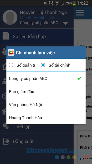 Chọn chi nhánh