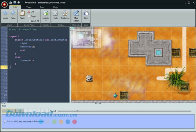 Giao diện chính của phần mềm RoboMind