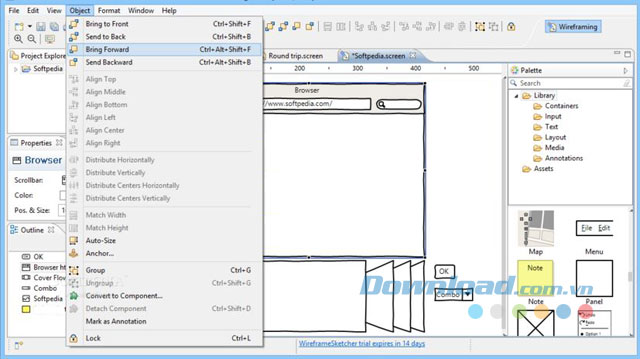 Làm việc với đối tượng trong WireframeSketcher