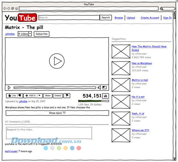 Một bản mockup tạo bằng WireframeSketcher