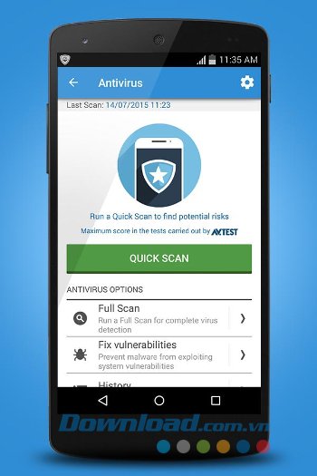 Tính năng Quick Scan của PSafe Antivirus Booster & Cleaner