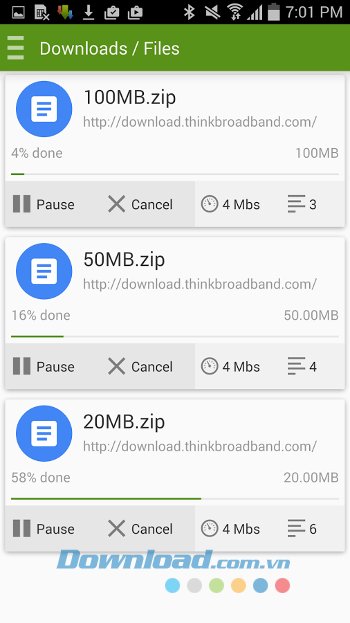 Giao diện ứng dụng Fast Download Manager 