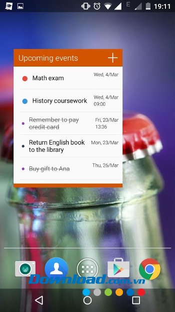 TStudent Agenda hiển thị nhắc nhở trên màn hình chủ 