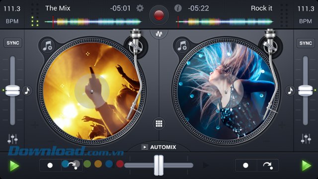 Giao diện mix nhạc của Djay Free