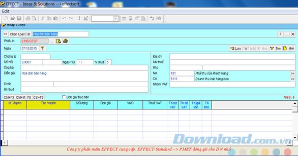 Giao diện chính của phần mềm EFFECT Standard