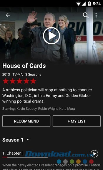Xem thông tin chương trình trên Netflix for Android