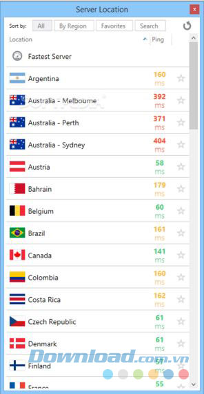 Lựa chọn hơn 700 máy chủ trên toàn thế giới