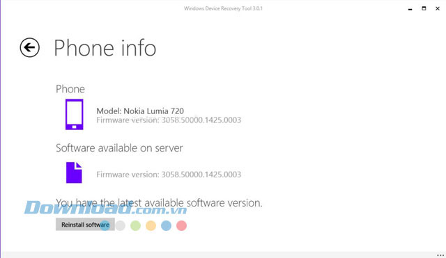 Thông tin về điện thoại được kết nối