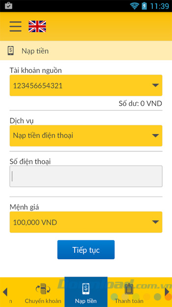 Nạp tiền điện thoại