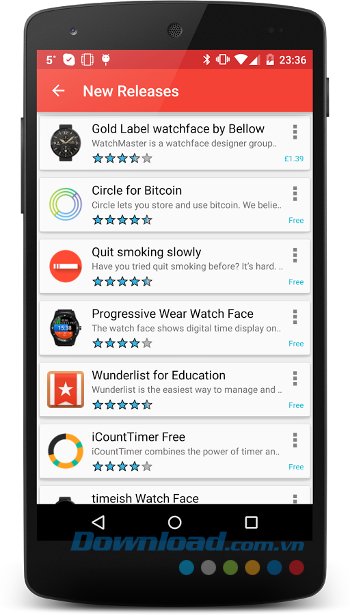 Store cho Android Wear cung cấp các đề xuất ứng dụng mới 