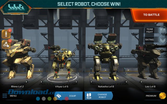 Lựa chọn robot trong game Walking War Robots