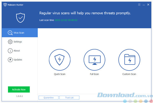 Giao diện của Malware Hunter