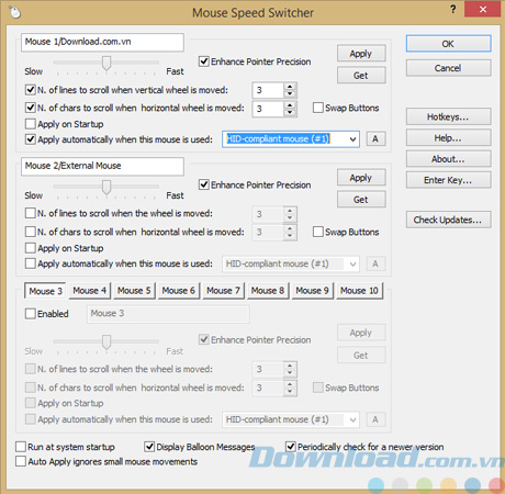 Giao diện của Mouse Speed Switcher