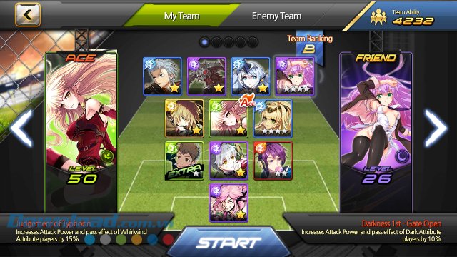 Xây đựng đội hình ra sân trong game Soccer Spirits