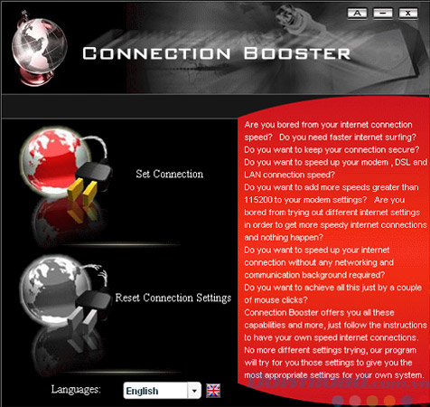 Giao diện của TZ Connection Booster Wizard