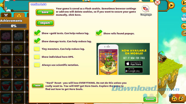 Một số lựa chọn cài đặt