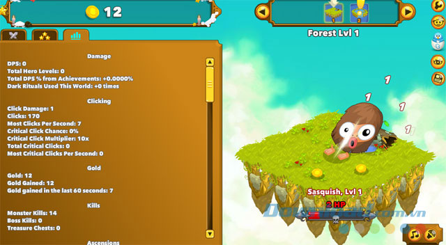 Thống kế game Clicker Heroes