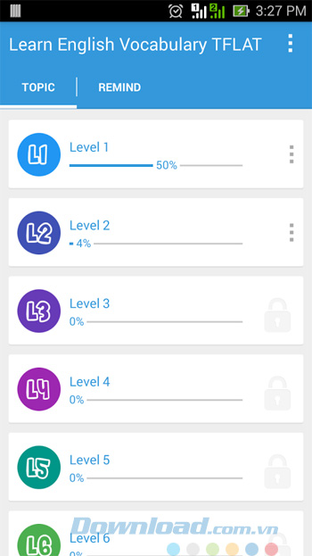 Hiển thị mỗi level đã hoàn thành bao nhiêu %