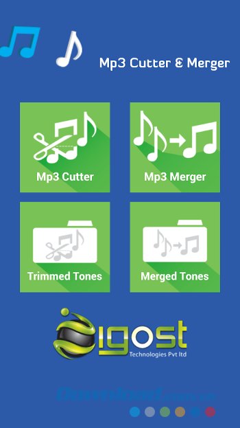 Giao diện ứng dụng Mp3 Cutter & Merger 