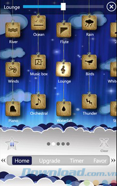 Giao diện của Relax Melodies cho Windows Phone