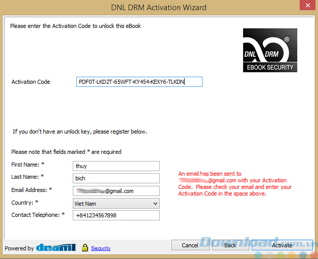 Đăng ký và nhận mã kích hoạt