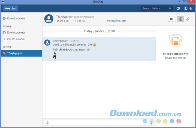 Giao diện chat đôi của Hipchat