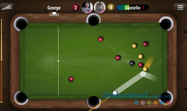 Bàn chơi của game Pool Live Tour cho Windows Phone