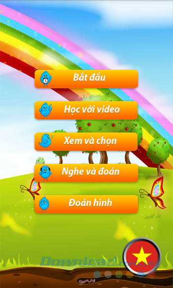 Giao diện chính của ứng dụng Tiếng Anh cho bé