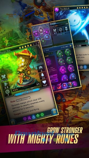 Nâng cấp hàng phòng thủ với Rune trong game Defenders 2