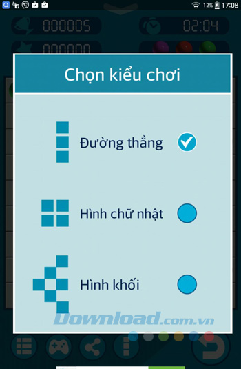 Chọn kiểu chơi game Lines 98
