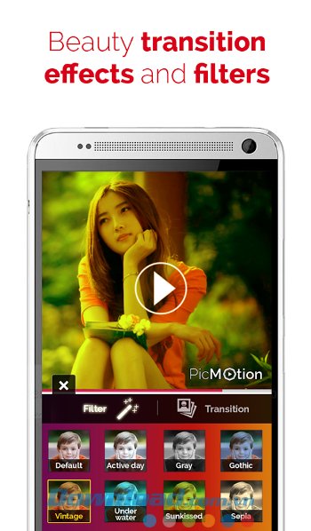 PicMotion sở hữu nhiều hiệu ứng và bộ lọc bắt mắt