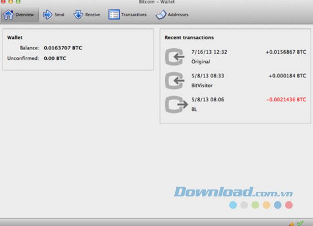 Giao diện Bitcoin Core cho Mac