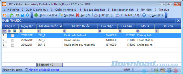 Giao diện đơn thuốc