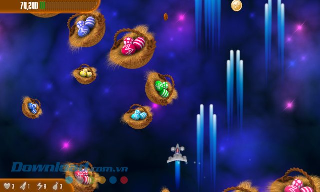 Những quả trứng đa màu sắc trong game Chicken Invaders 3 Easter 