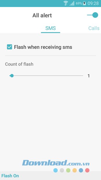 Nháy đèn Flash khi có tin nhắn với FlashOnCall 