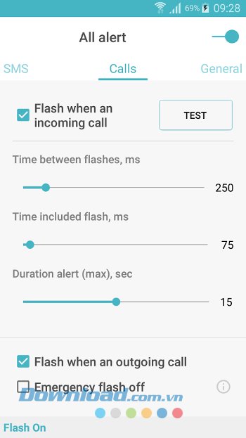 Thiết lập đèn Flash báo cuộc gọi đến với FlashOnCall 
