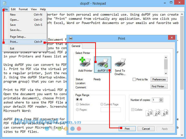 Chuyển đổi từ Notepad sang PDF