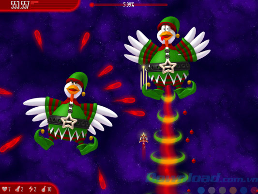 Một cặp boss trong Chicken Invaders 4: Ultimate Omelette Christmas Edition cho Mac 