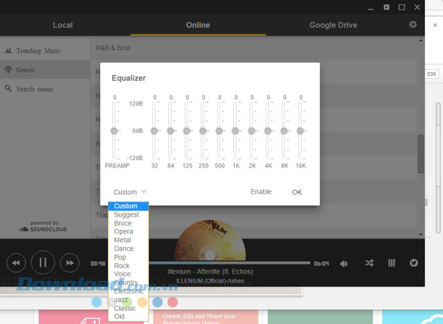 Bộ chỉnh âm của ứng dụng